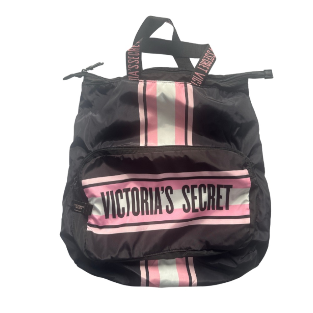 Victoria’s Secret Black Pink Logo Backpack - Picture 2 of 6